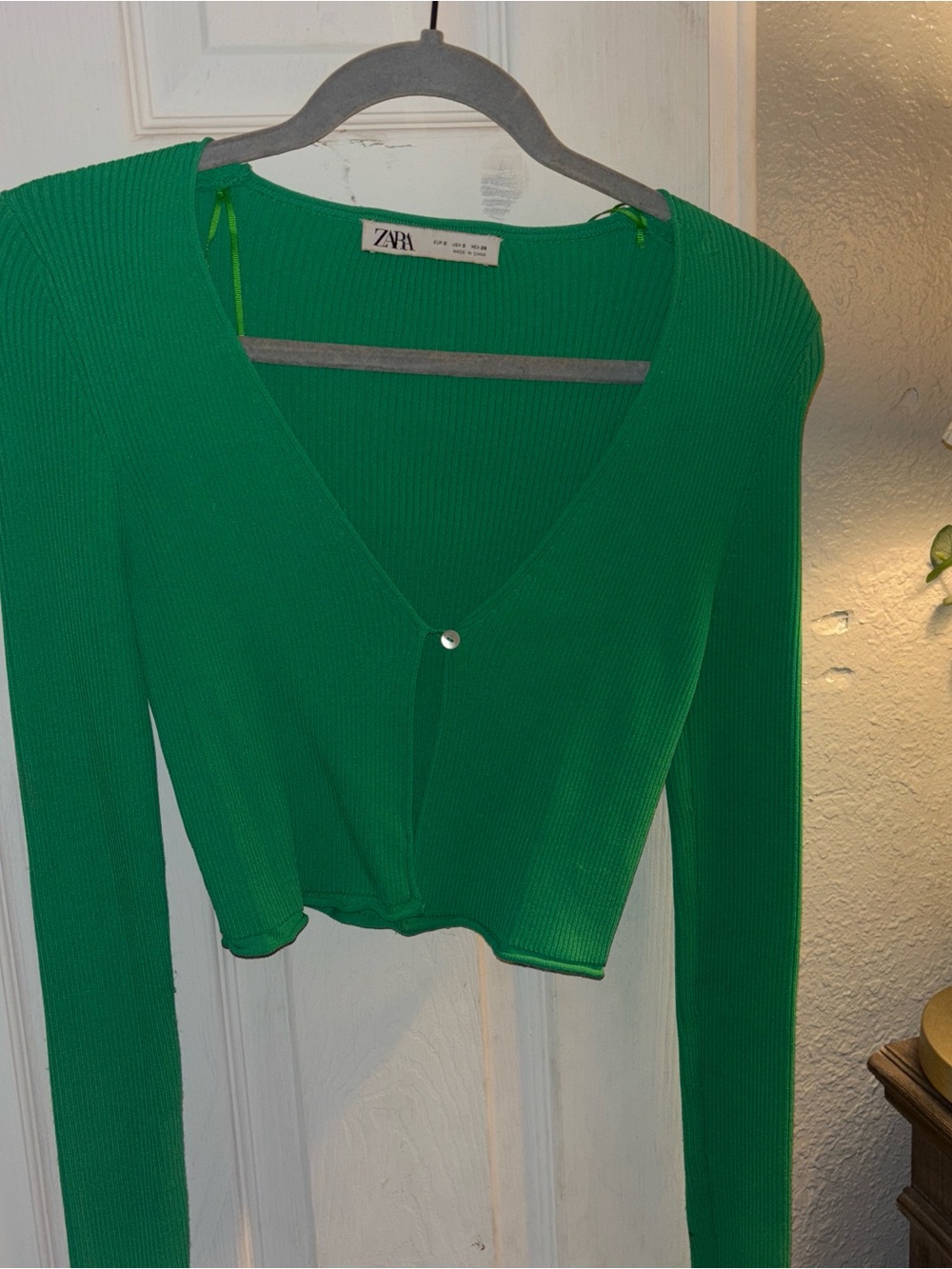 Zara Emerald Green Ribbed Knit Top